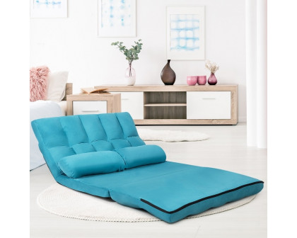 FaFurn Sofa-Bed with Adjustable Back - Teal Blue, Faux Suede