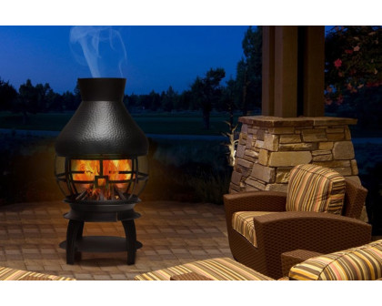 FaFurn Black Rustic Iron Wood Burning Chiminea Fire Pit