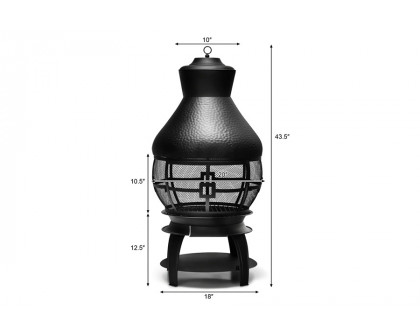 FaFurn Black Rustic Iron Wood Burning Chiminea Fire Pit