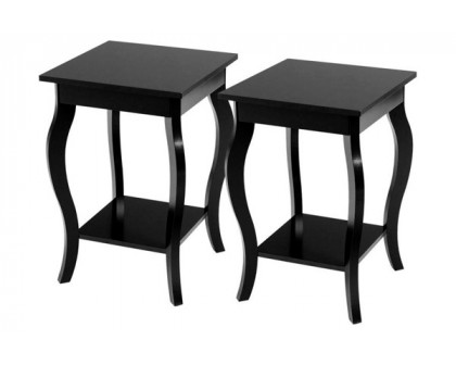 FaFurn™ Set of 2 Stylish End Table - Black, Wood