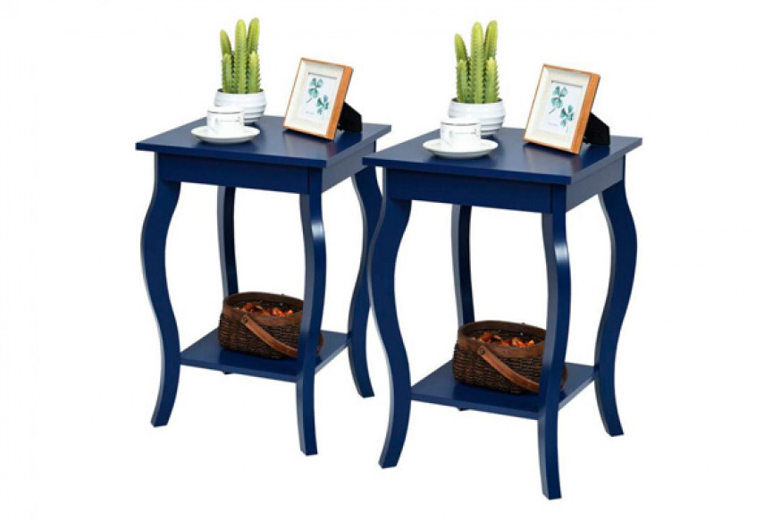 FaFurn™ Set of 2 Stylish End Table - Dark Blue, Wood