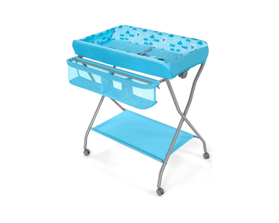 FaFurn - Blue Folding Wide Nursery Baby Diaper Changing Table