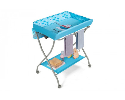 FaFurn - Blue Folding Wide Nursery Baby Diaper Changing Table