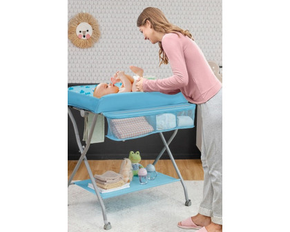 FaFurn - Blue Folding Wide Nursery Baby Diaper Changing Table