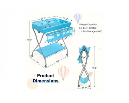 FaFurn - Blue Folding Wide Nursery Baby Diaper Changing Table