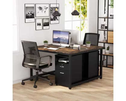 FaFurn 2-Drawer Printer Stand on Wheels - Black