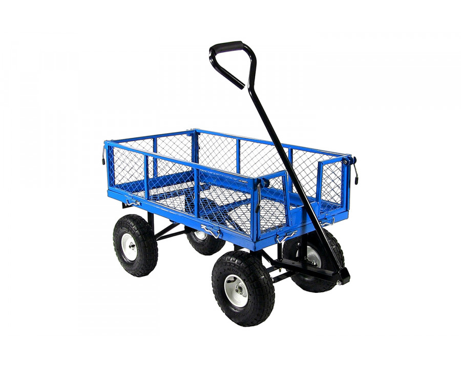 FaFurn Heavy Duty Steel Garden Utility Cart Wagon with Removable Sides - Blue