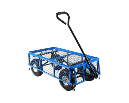 FaFurn Heavy Duty Steel Garden Utility Cart Wagon with Removable Sides - Blue