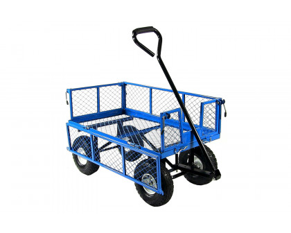 FaFurn Heavy Duty Steel Garden Utility Cart Wagon with Removable Sides - Blue