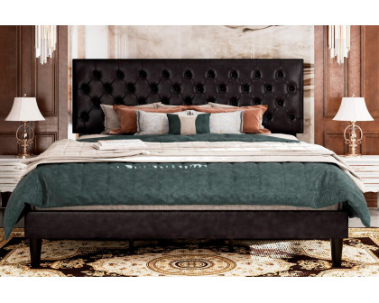 FaFurn - Platform Bed with Button-Tufted Headboard (BLUPFPB4258963)