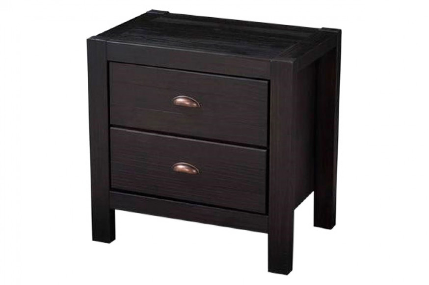 FaFurn™ Farmhouse Solid 2 Drawers End Table - Black, Wood