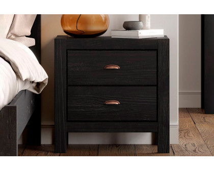 FaFurn™ Farmhouse Solid 2 Drawers End Table - Black, Wood