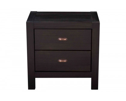 FaFurn™ Farmhouse Solid 2 Drawers End Table - Black, Wood