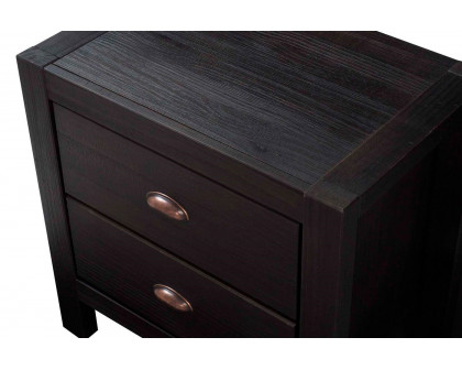 FaFurn™ Farmhouse Solid 2 Drawers End Table - Black, Wood