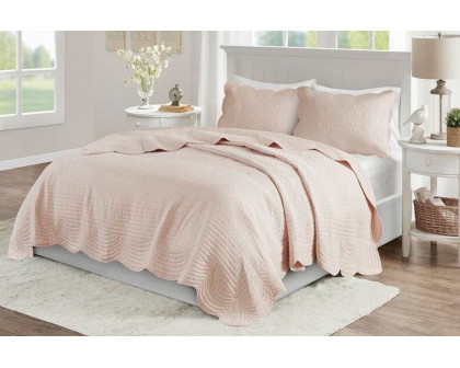 FaFurn - 3-Piece Reversible Scalloped Edges Quilt Set (BLQSE3574619)