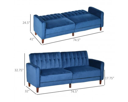 FaFurn Modern Sofa-Bed - Blue, Velvet