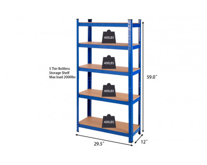 FaFurn 5-Tier Adjustable Garage Storage Rack - Blue, Metal