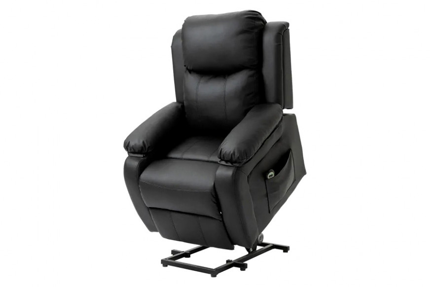 FaFurn™ - Black Electric Pu Leather Power Lift Chair with Remote Control & Side Pockets