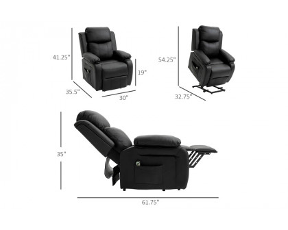 FaFurn™ - Black Electric Pu Leather Power Lift Chair with Remote Control & Side Pockets