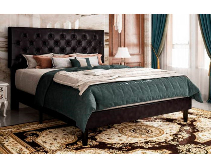 FaFurn - Platform Bed with Button-Tufted Headboard (BLUPFPB4258963)