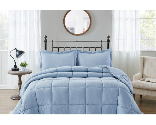 FaFurn 3 Piece Microfiber Reversible Comforter Set - Blue, King Size