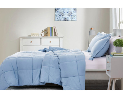 FaFurn 3 Piece Microfiber Reversible Comforter Set - Blue, King Size