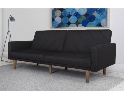 FaFurn - Black Mid-Century Modern Linen Upholstered Sofa Bed with Classic Wood Legs