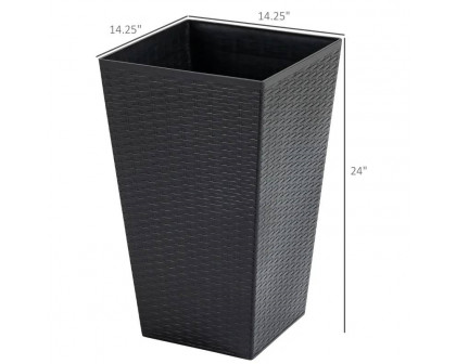 FaFurn Set of 3 Flower Pots - Black, Faux Rattan/Plastic