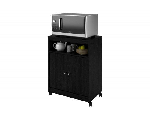 FaFurn - Black Utility Cart/Kitchen Microwave Cart with Casters