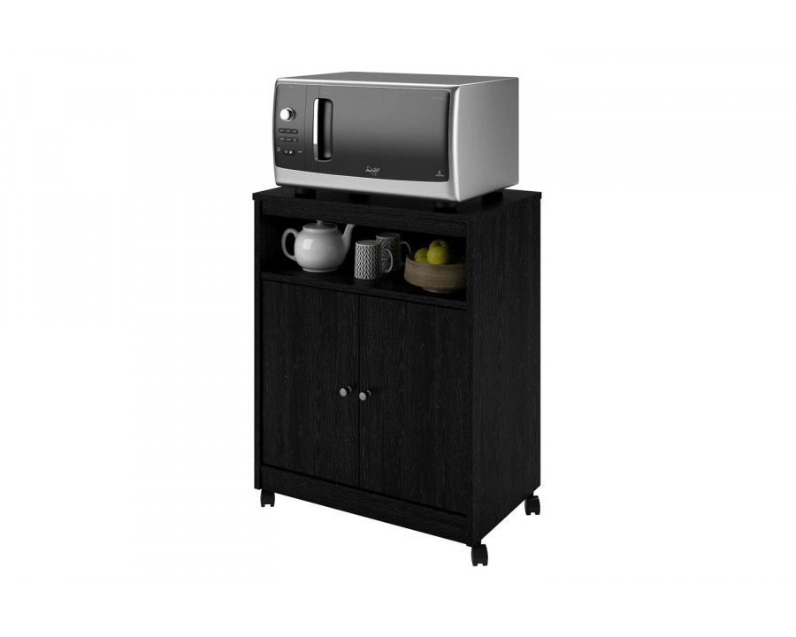 FaFurn - Black Utility Cart/Kitchen Microwave Cart with Casters