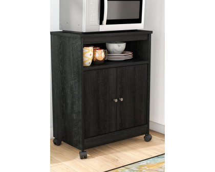 FaFurn - Black Utility Cart/Kitchen Microwave Cart with Casters