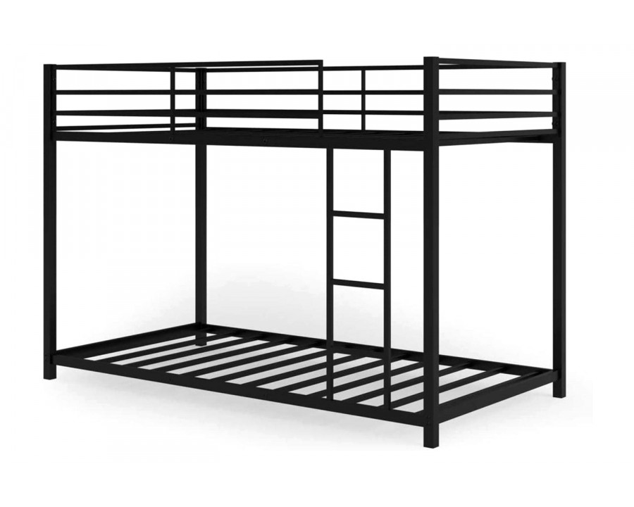 FaFurn Twin Over Twin Low Profile Modern Bunk Bed Frame - Black