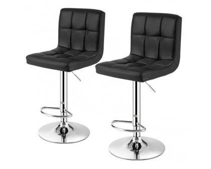 FaFurn - Set of 2 Modern Adjustable Barstool with PU Leather Swivel Seat