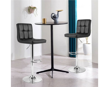 FaFurn Set of 2 Modern Adjustable Barstool with PU Leather Swivel Seat - Black