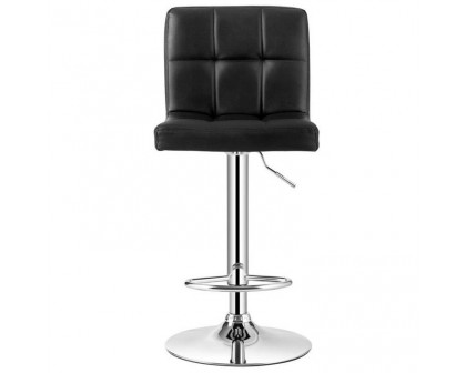 FaFurn Set of 2 Modern Adjustable Barstool with PU Leather Swivel Seat - Black