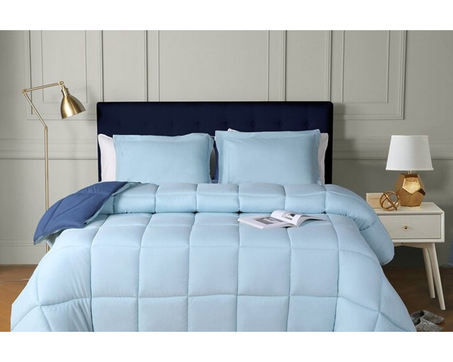 FaFurn Traditional Microfiber Reversible 3 Piece Comforter Set - Blue/Navy, Twin/Twin XL Size