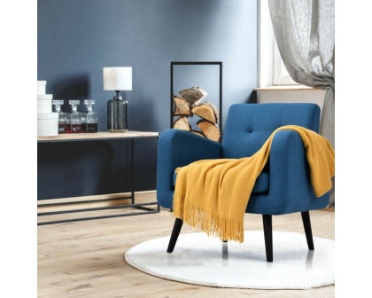 FaFurn Modern Accent Chair with Wooden Legs - Blue