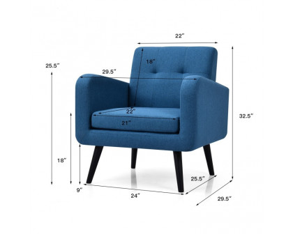 FaFurn Modern Accent Chair with Wooden Legs - Blue