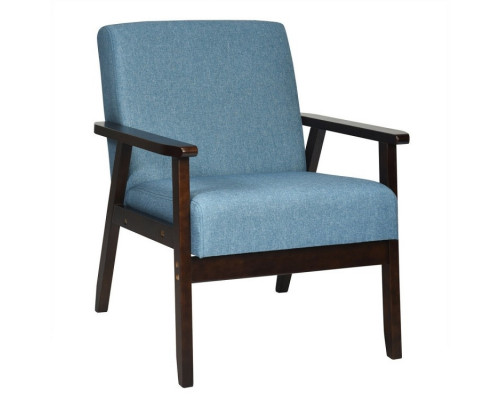 FaFurn Retro Accent Chair with Espresso Wood Frame - Blue