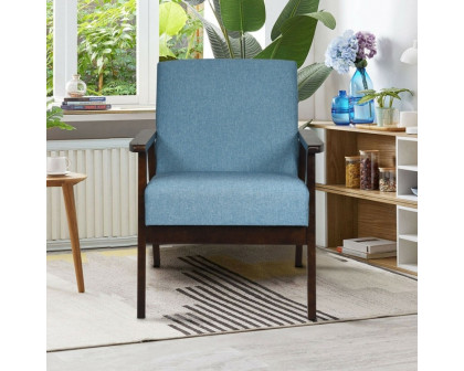 FaFurn Retro Accent Chair with Espresso Wood Frame - Blue