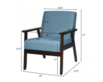 FaFurn Retro Accent Chair with Espresso Wood Frame - Blue