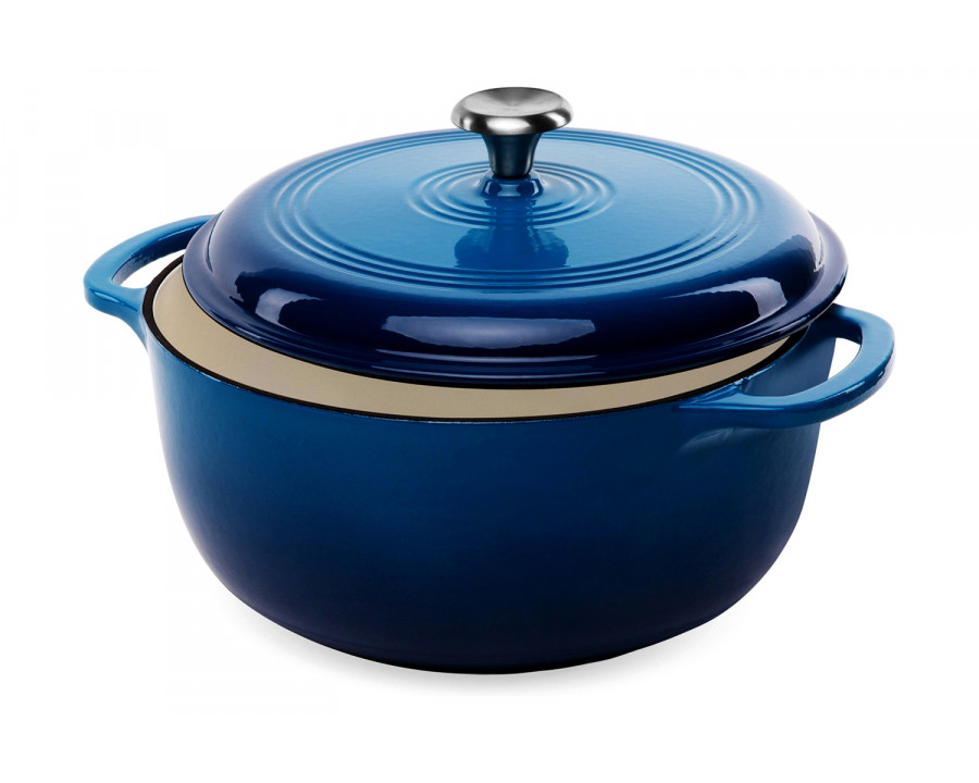 FaFurn 6 Quart Large Enamel Cast-Iron Dutch Oven Kitchen Cookware - Blue