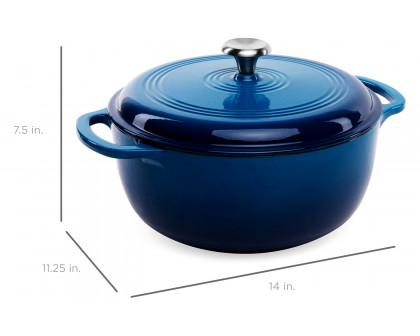 FaFurn 6 Quart Large Enamel Cast-Iron Dutch Oven Kitchen Cookware - Blue