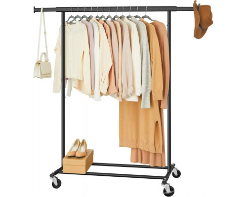 FaFurn Garment Rack Clothes on Lockable Wheels - Black, Iron