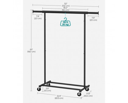 FaFurn Garment Rack Clothes on Lockable Wheels - Black, Iron