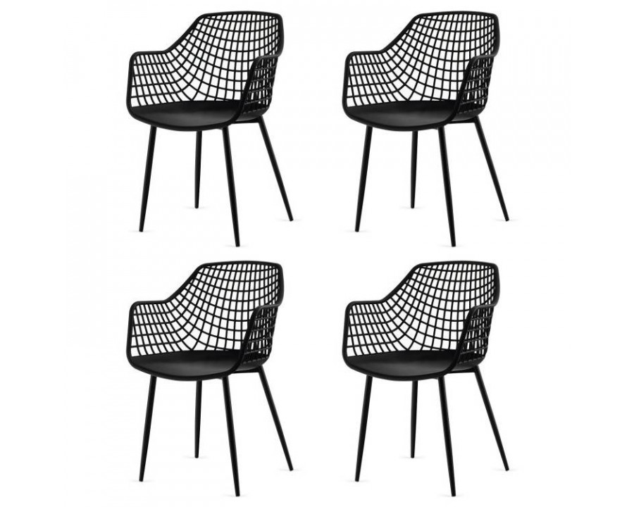 FaFurn Set of 4 Modern Dining Chairs with Ergonomic Backrest - Black