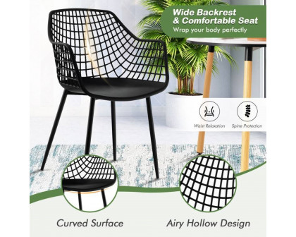 FaFurn Set of 4 Modern Dining Chairs with Ergonomic Backrest - Black