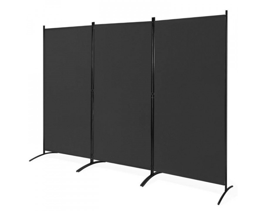 FaFurn 3-Panel Room Divider Screen with Steel Base and Heavy Duty Hinges - Black