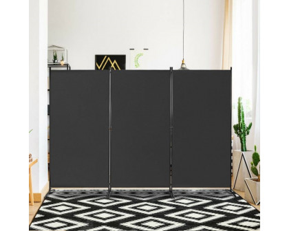 FaFurn 3-Panel Room Divider Screen with Steel Base and Heavy Duty Hinges - Black