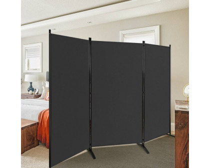 FaFurn 3-Panel Room Divider Screen with Steel Base and Heavy Duty Hinges - Black